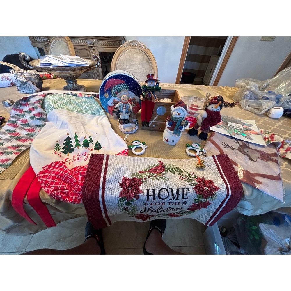 Vintage Christmas Decor Lot Snowman Ceramic All Included
